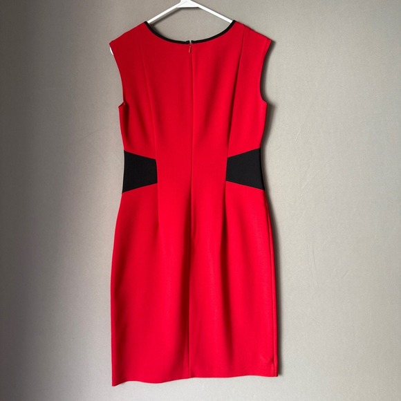 London Style Collection sz 8 Red Black Colorblock Sheath Dress Mobwife Luxury - Picture 6 of 8
